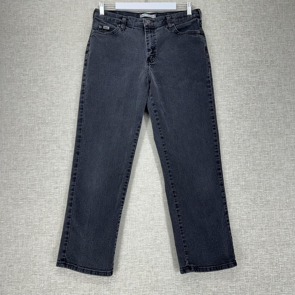 Lee Jeans Womens 10 Short Black Faded Relaxed Straight Leg Stretch‎ Mid Rise